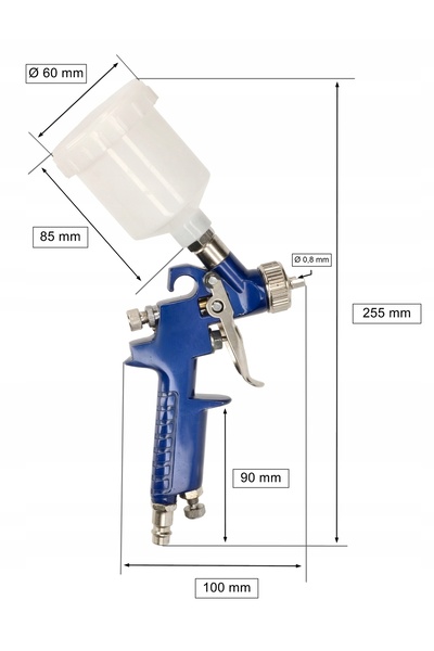 NO BRAND Pistol de vopsit cu pulverizare 125 ml, duză, rezervor de vopsea, pe...