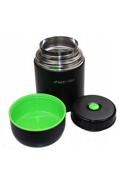 Kamille Termos alimentar negru din oțel inoxidabil, 500 ml, recipient pentru ...