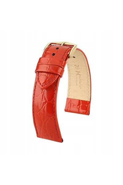 NO BRAND HIRSCH Crocograin M - ROȘU - 18 mm - Curea de ceas din piele