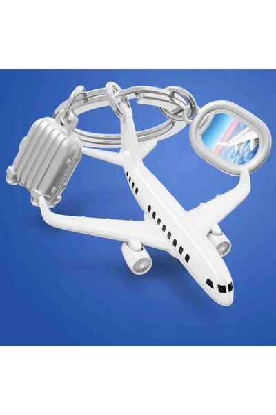 NO BRAND Breloc Metalmorphose pentru geantă - avion de pasageri și valiză