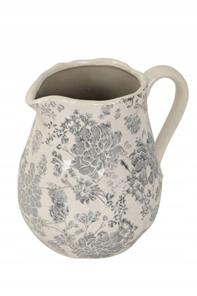 NO BRAND Vază Ceramică Gri Flori h. 20 cm