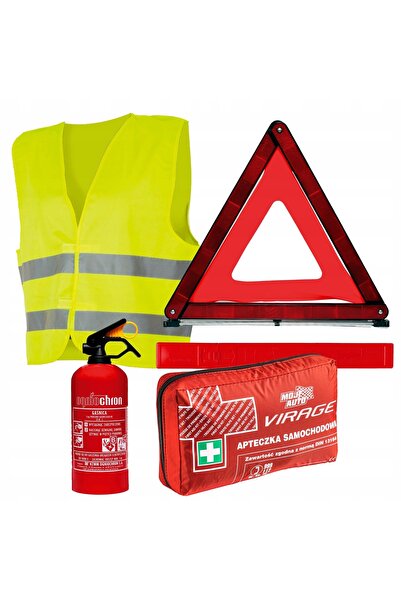 NO BRAND Kit de urgență auto, triunghi reflectorizant, stingător, vestă refle...