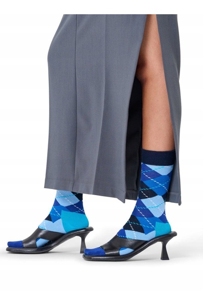 NO BRAND Șosete unisex Happy Socks - albastru clasic / argyle 36-40
