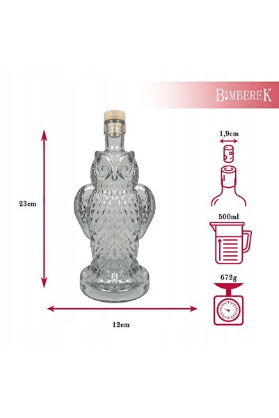 NO BRAND Sticlă de sticlă SOWA 500ml Decantor pentru cocktailuri Cadou Băutur...