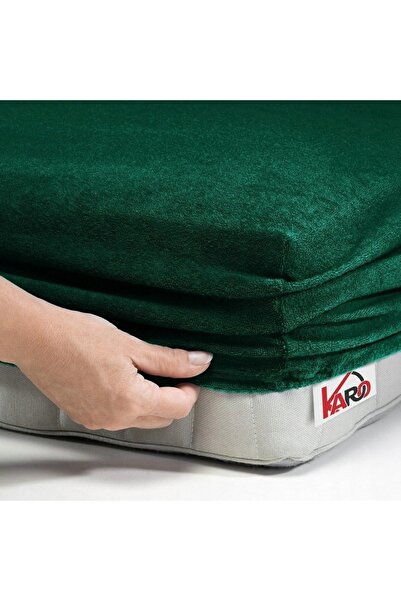 NO BRAND Cearșaf de pat din frotir cu elastic 80x200 verde sticlă gros 200g/m...