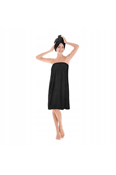 NO BRAND SAUNA SPA HALAT CU UȘOR DE USCARE LA TEMPS SCURT L/XL NEGRU
