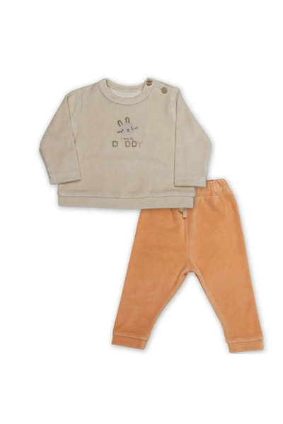 Bistyle 2 Piece Set Velvet I Love Daddy 14113 Beige