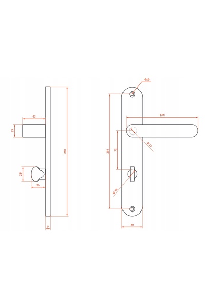 NO BRAND Mâner interior pentru uși interioare, negru mat, model Malaga