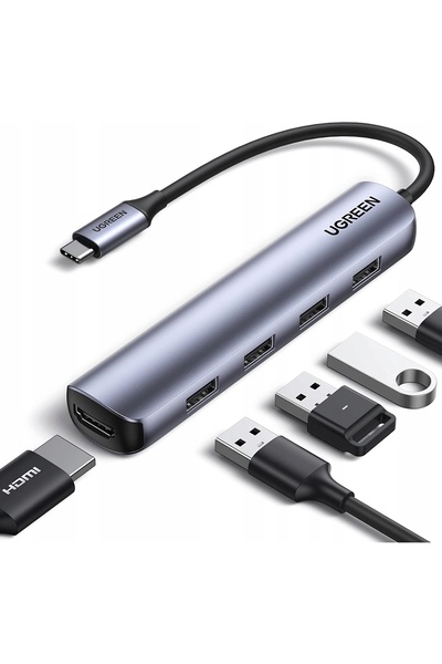 Ugreen Adaptor hub 5 în 1 USB, 3x USB 3.0, micro USB, RJ45