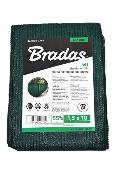 Bradas PLASĂ DE UMBRĂ - Paravan de camuflaj verde, 2 m × 10 m, 60 g, 55%, pen...
