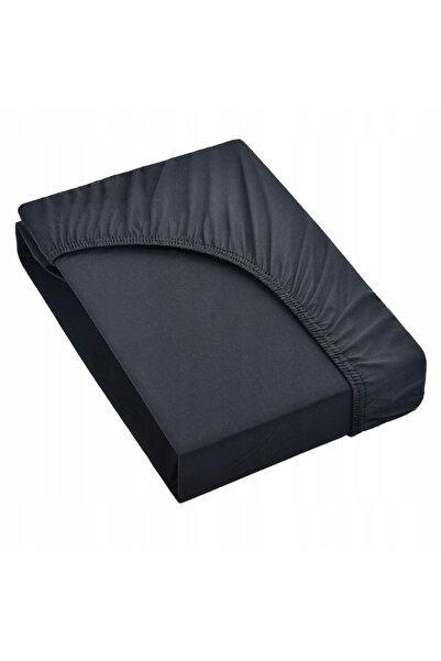 NO BRAND Cearșaf din jersey cu elastic, 200x220 cm, bumbac, negru, KUGO HOME