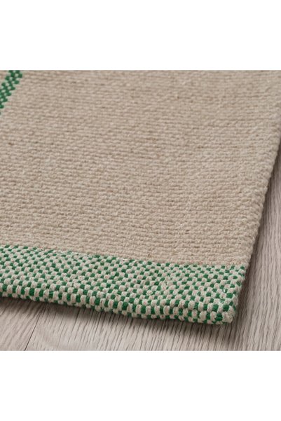 NO BRAND Covor țesut IKEA RIDSTIG, crem/verde, 133x195 cm
