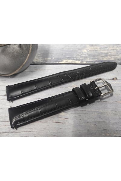 NO BRAND CUREA NEAGRĂ DE CEAS DIN PIELE DE ALIGATOR HIRSCH PRESTIGE L 18 mm