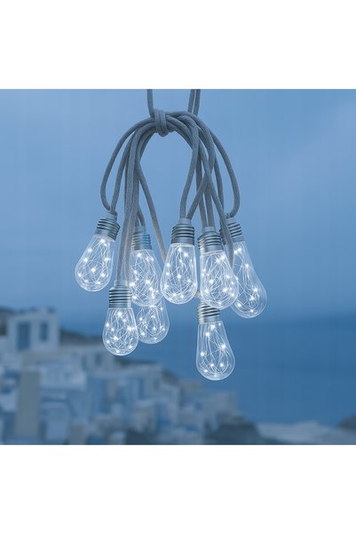 NO BRAND Ghirlandă luminoasă solară LED 8m 16 becuri 6500K lumină rece, lumin...