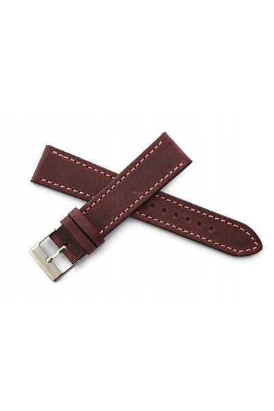 NO BRAND Curea retro din piele roșie Claret pentru smartwatch 18 mm LAVVU LSW...