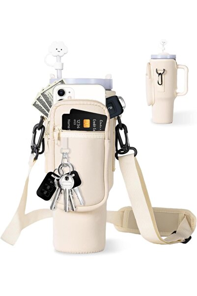 DOOKOO Water Bottle Carrier Bag with Phone Pocket for Stanley 40oz Tumbler wi...
