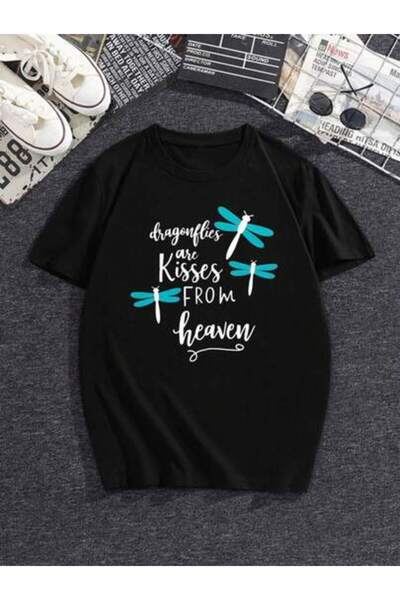 k222 Plus Size Women's "Dragonflies Are Kisses From Heaven" Dragonfly Graphic...