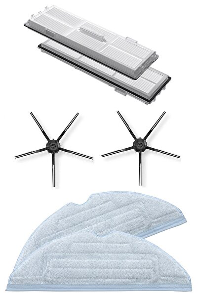 Rovexa Roborock G10 Compatible 2 Hepa Filters 2 Black Side Brushes 2 Mop Fibe...