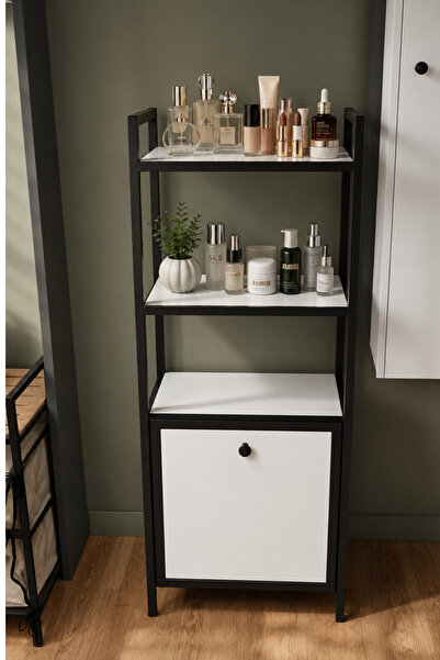 Mudesa Kirli Çamaşır Sepeti Metal Ahşap Banyo Düzenleyici Kirli Sepeti Banyo Dolabı Organizer Banyo Rafı