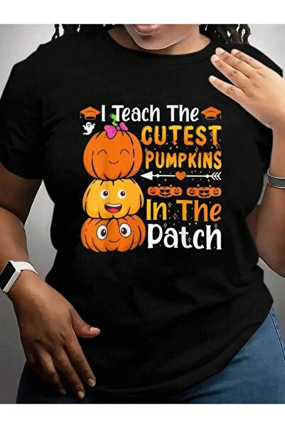 21JNRY تي شيرت مطبوع عليه عبارة "I Teach The Cutest Pumpkins Funny Teacher Ha...