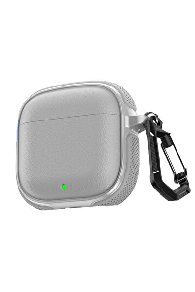 UnDePlus Huawei FreeBuds SE 2 / SE 3 ile Uyumlu Kılıf Deri Dokulu TPU Koruyucu Case Metal Karabinalı Şarj Gir