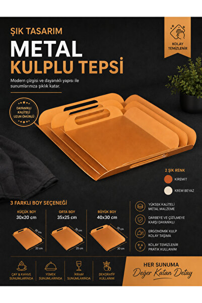 3'lü Metal Tepsi Seti