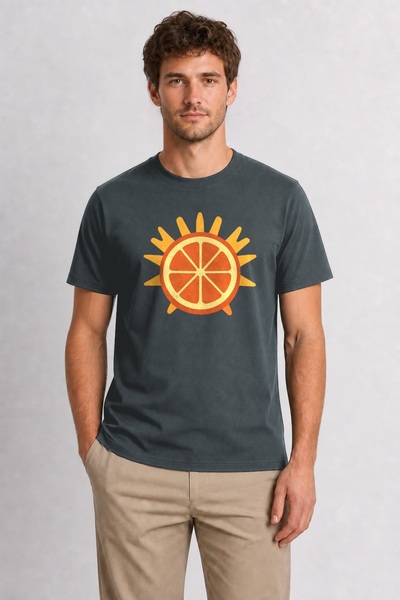 WAKHA Retro Orange Slice Graphic Print T-Shirt - Smoked