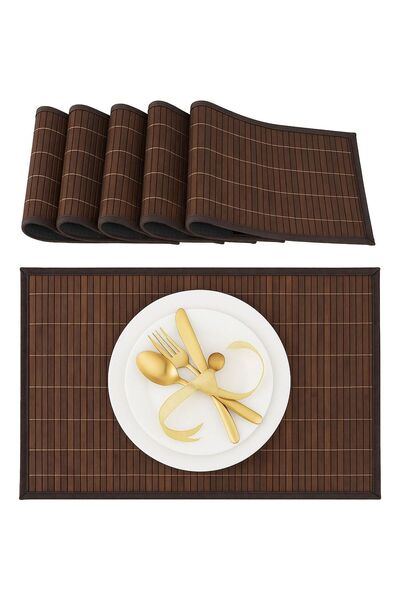 Relaxdays Σουπλά Set of 6 Rectangular Bamboo Placemats από Μπαμπού 45 x 30 cm...