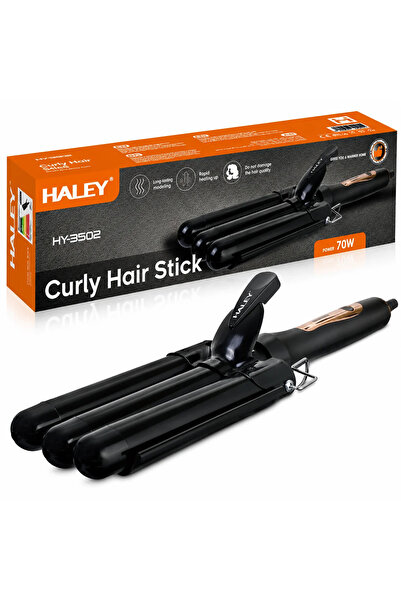 HALEY Ondulator de păr triplu HY-3502, 70W, ceramic cu turmalină, pentru bucl...