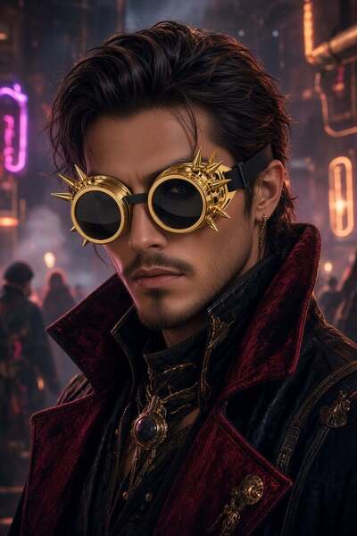 DODOMAR Steampunk Cyberpunk naočare za zabavu Zlatni kostim za Noć veštica Fe...