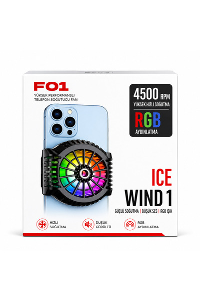 AL-TECH BİLİŞİM F01 RGB Telefon Soğutucu Fan | 4500 RPM Yüksek Hızlı Mobil Oyun Soğutucusu | Sessiz Çalışma | Evrensel Uyumlu