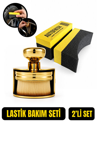 AutoFresh Oto Lastik Bakım Seti | Lastik Parlatıcı Sünger ve Gold Hazneli Det...