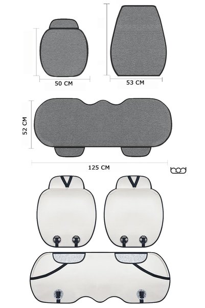 Bod Linen Anti-Sweat Car Seat Cushion Set Seat Protection Cover Bodrum Series Linen Front and Back Set