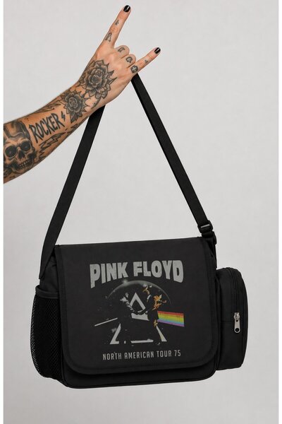 Fuddy Moda Unisex Rock Band Pink Floyd North American Tour 75 Printed Messeng...