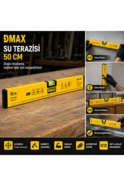 YANARLAR DMAX Su Terazisi 50 CM – Hassas Ölçüm, Sağlam ve Profesyonel Kullanım