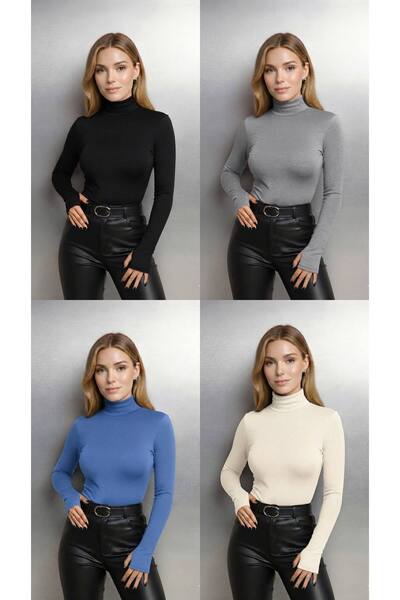 ALDAIYR Round Neck Women's Long Sleeve Stretch Fabric Bodysuit with Toes