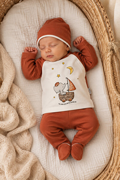 Beniizle Elephant Printed 3-Piece Baby Hospital Outfit