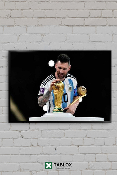 TABLOX Lionel Messi Cupa Mondială Argentina Cadru decorativ din MDF cu aspect...