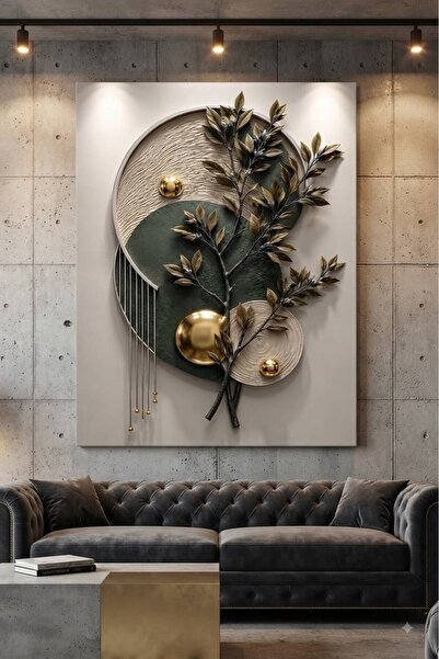 zeyrada Premium Özel Tasarım Modern Dekorasyon Kanvas Tablo Soyut Geometrik F...
