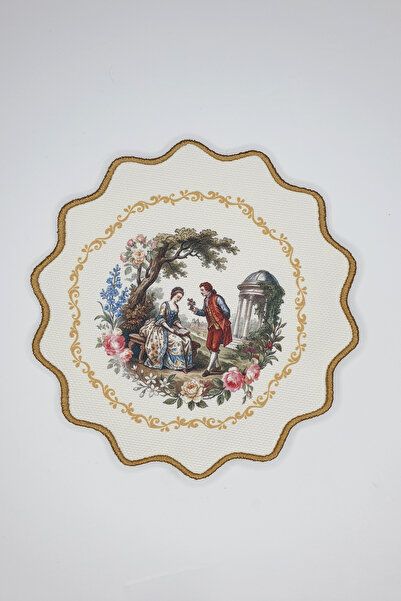 decofav Vintage Romantik Çift Desenli Nakışlı Kokteyl Peçetesi 1 Adet