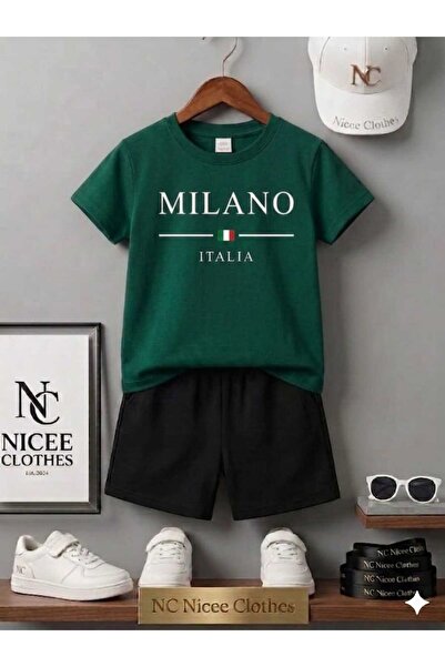 Leto Lykia Summer Children's T-Shirt Shorts Unisex Striped Milan Italy Printed