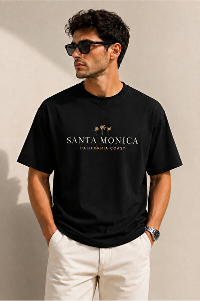 Moda Minimo Unisex Μαύρο Oversize T-shirt με κοντά μανίκια, καλοκαιρινό χτενι...