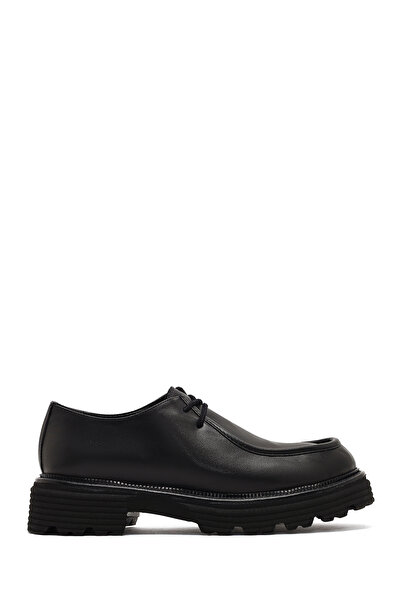 Derimod Women's Black Lace-Up Thick-Soled Masculine Shoes Wf190004Dv