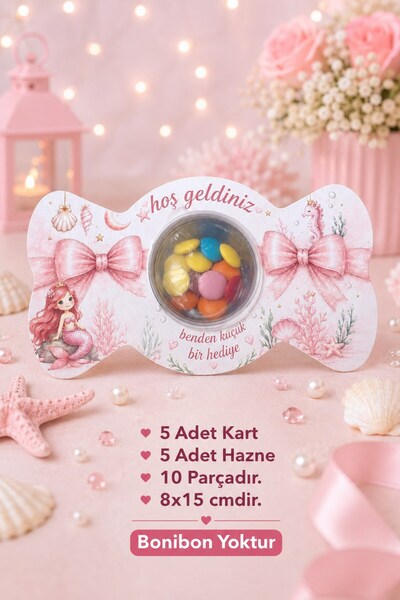Emtory Gift Deniz Kızı Pembe Kurdele Model Şeker Kutusu - Mevlid Hediye Kutus...
