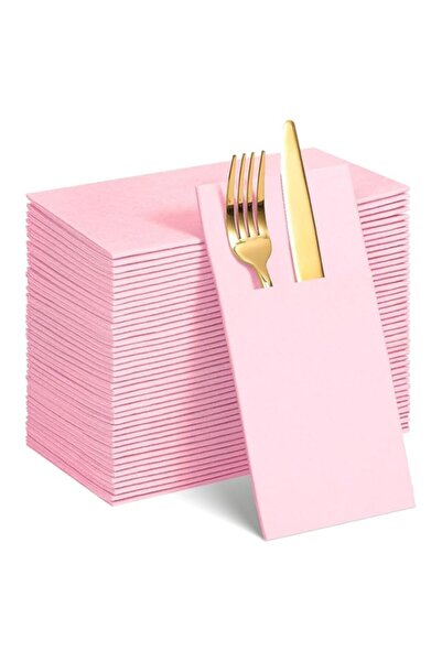 Generic Brand 60 Pcs Baby Pink Dinner Napkins, Cloth Like with Built-in Flatw...
