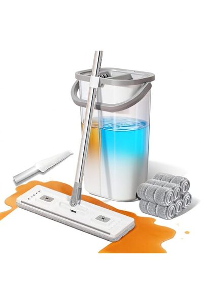 Generic Brand Jaffiust Mop and Bucket Set with 2 Wet and Dry Microfiber Clean...