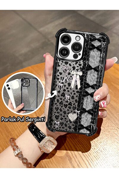 ucuc iPhone 14 Pro Max Uyumlu Şeffaf Dört Köşe Silikon Kaplama Parlak Kenar K...
