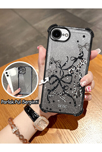 ucuc iPhone 16E/17E Max Uyumlu Şeffaf Dört Köşe Silikon Kaplama Parlak Kenar ...