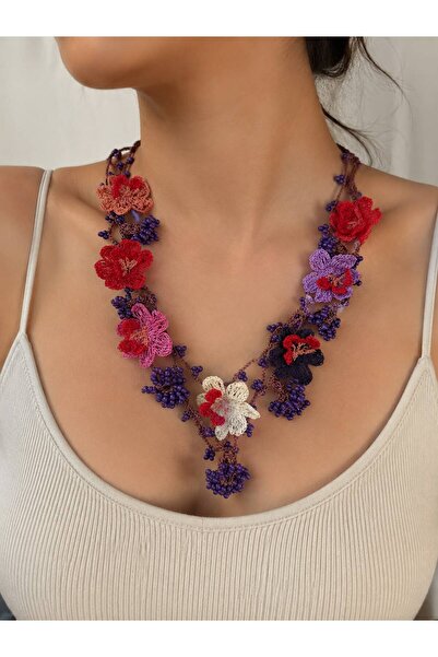 Generic Brand Elemeği Original Design Beaded Floral Necklace