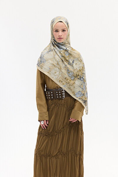 cs camellia scarf Atlantis Kraş Shawl - Yellow-Grey